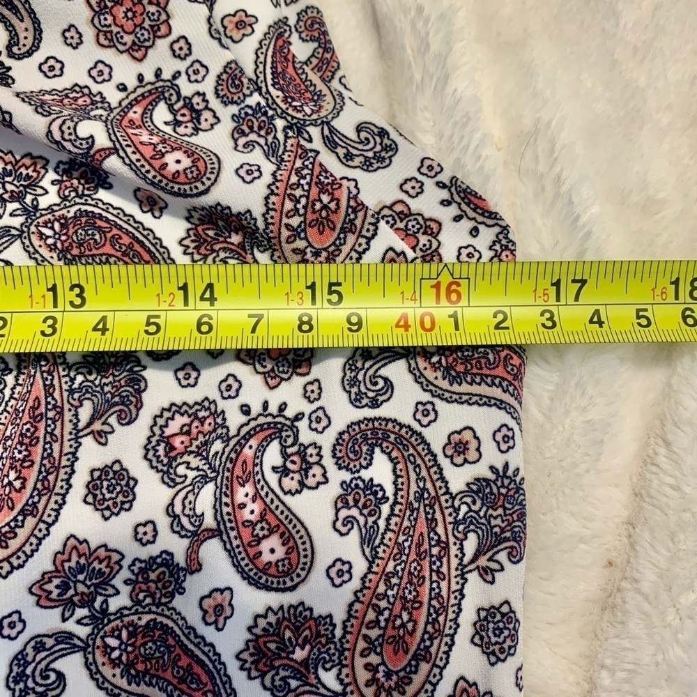 Tommy Hilfiger Tunic Top XS Sleeveless White Paisley Navy Pink Beige Stretch - Picture 12 of 13
